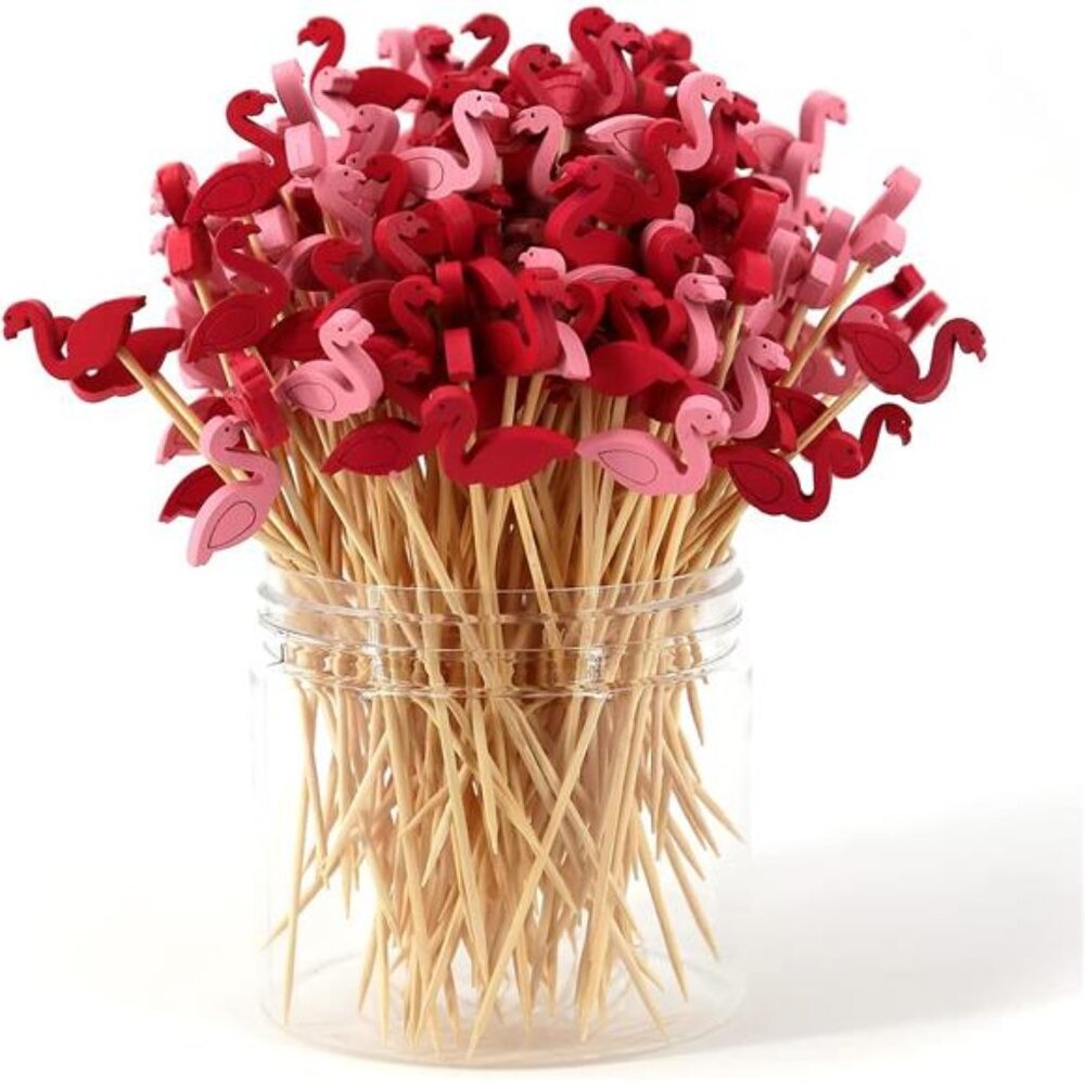 Cocktail Picks 200 Counts Handmade Sticks Wooden ﻿Natural Bamboo Toothpicks